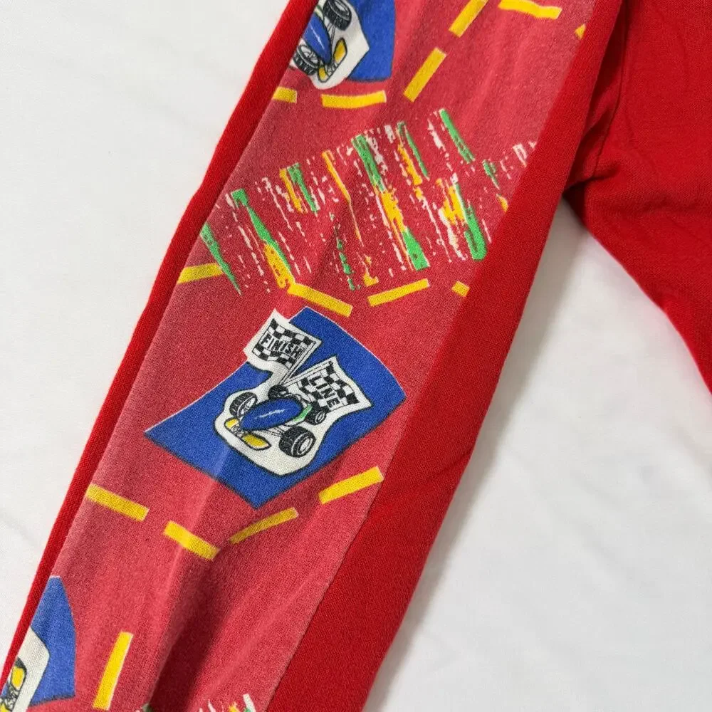 Vintage 90s Red Race Car Print Sweatpants Sz 4